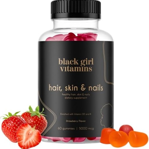 Black Girl Vitamins - Hair, Skin, and Nails Gummies with Biotin (6000 mcg), Zinc, Gelatin Free