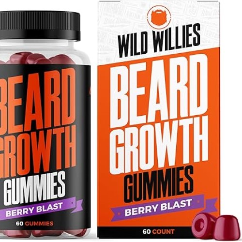 Wild Willies Beard Growth Gummies Supplement for Men - with Biotin &amp; 19 Vitamins for Stronger, Thicker Facial Hair - 60 Gummies
