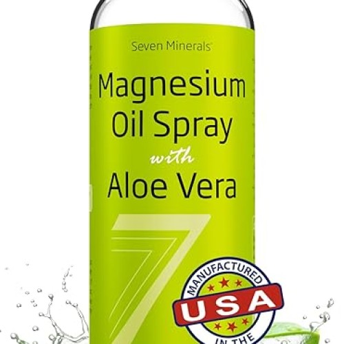 Seven Minerals, Magnesium Oil Spray with Aloe Vera - Less Itchy - Use as Magnesium Spray Deodorant