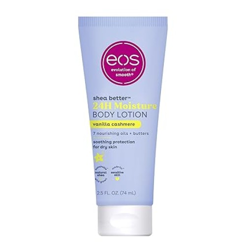 eos 24H Moisture Travel Body Lotion- Vanilla Cashmere, Travel Size Essential, Toiletries, Mini Body Lotion