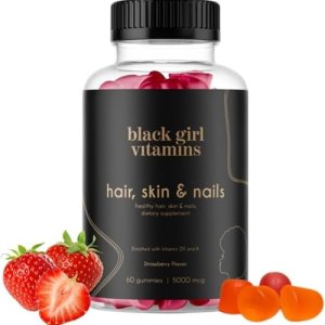 Black Girl Vitamins - Hair, Skin, and Nails Gummies with Biotin (6000 mcg), Zinc, Gelatin Free