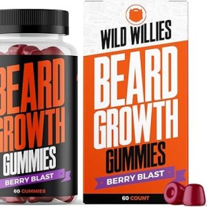 Wild Willies Beard Growth Gummies Supplement for Men - with Biotin &amp; 19 Vitamins for Stronger, Thicker Facial Hair - 60 Gummies