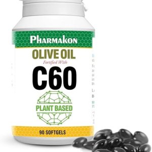 PHARMAKON C60 Enriched Olive Oil Capsules, Plant Based. (90 Count)